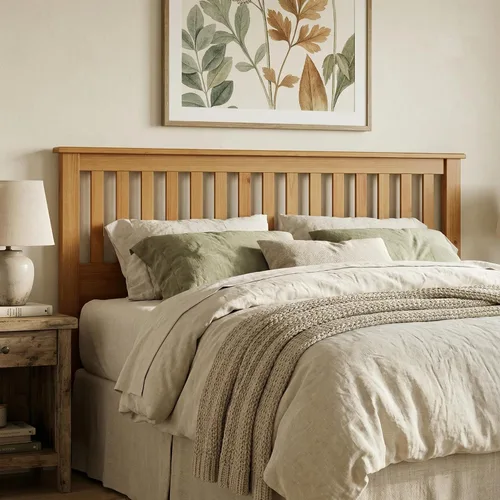Vista 10 de ComfIQ Serene - Cabecero de panel de madera maciza con puntuación horizontal, tamaño individual, negro, fácil montaje, materiales de calidad