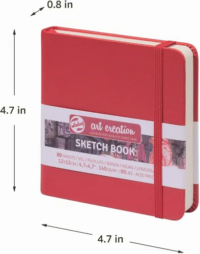 Vista 2 de Cuaderno de bocetos Talens Art Creation rojo 12X12 cm, 140 gramos Cuaderno de bolsillo rígido, papel de 4.94 oz/m², papel en blanco crema sin
