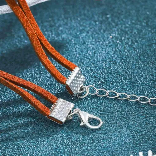 Vista 5 de Olbye Collar de cuero en capas, collar de cordón de cuero, gargantilla personal diario collar joyería para mujeres y niñas