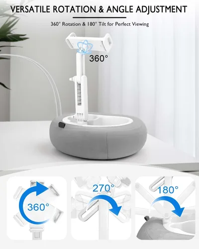 Vista 5 de Soporte de almohada para tableta, compatible con Kindle de 4.7 a 12.9 pulgadas, iPad, teléfono/tableta, Google, soporte giratorio de 360° para cama