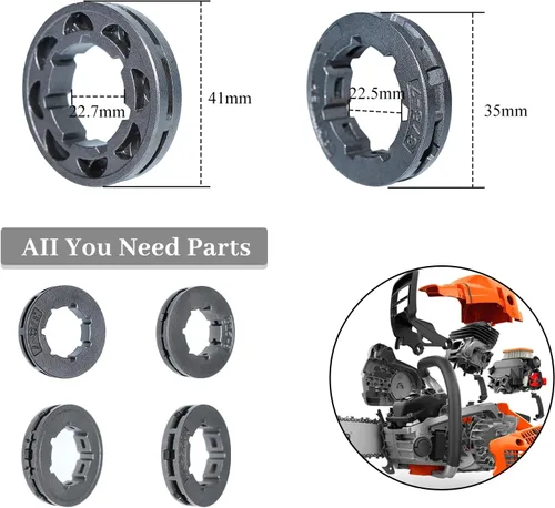 Vista 2 de 6 llantas dentadas, todo tipo 325-7T/8T丨3/8"-7T (0.748 in/0.866 in) 丨 3/8"-8T 丨404"-7T Kit de rueda dentada para motosierras Husqvarna/Stihl de 2