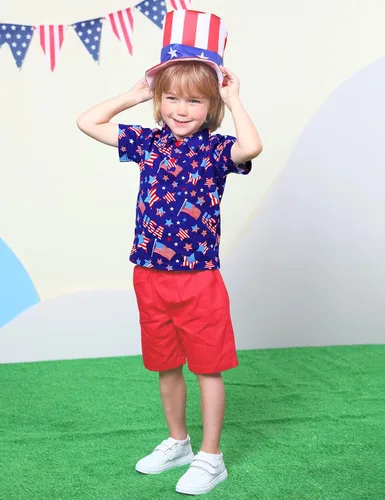 Vista 2 de COSLAND Sombrero para bebé del 4 de julio para niños, sombrero de tío Sam, multicolor, 1-3T