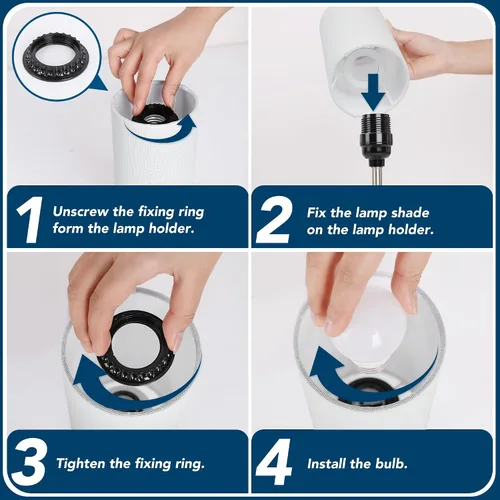 Vista 13 de ROTTOGOON Lámpara de mesa con control táctil de 12.8 pulgadas, lámpara de mesita de noche pequeña regulable de 3 vías con 2 puertos USB, lámparas