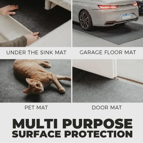Vista 4 de Alfombrillas multiusos resistentes para garaje, juego de 2 rollos extra grandes (49.2 x 234 pulgadas cada uno), protección de suelo antideslizante