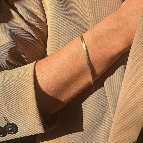 Vista 7 de Hey Harper Pulsera de oro para mujer a la moda, joyería impermeable delicada de 14 quilates para todos los días