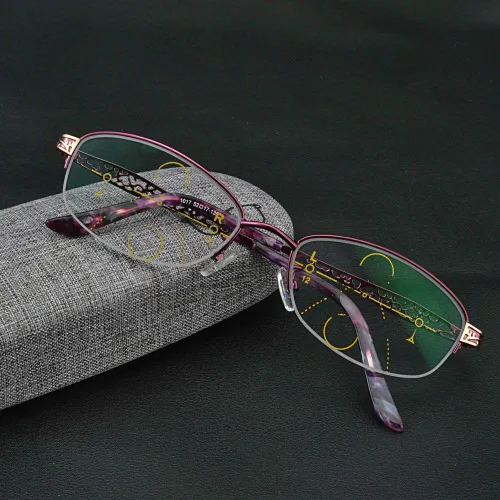 Vista 2 de Gafas de lectura progresivas con bloqueo de luz azul para mujer, visión ajustable, gafas de computadora en forma ovalada