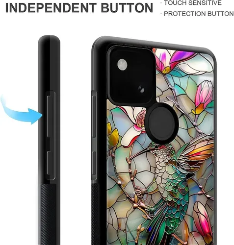 Vista 4 de Compatible con Google Pixel 4A 5G Mobile Case Creative Acrylic Panel trasero Silicona Protección Grip especialmente diseñado para Google Pixel 4A 5G