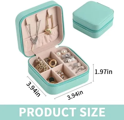 Vista 2 de CHOOAYE Joyero de viaje organizador de joyas de viaje con cremallera, artículos esenciales de viaje, pequeño joyero para mujer, joyero para anillo