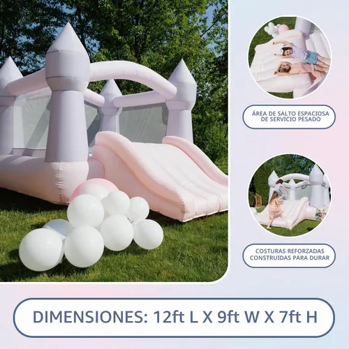 Vista 5 de Bounceland Bouncy Castle Daydreamer Casa Inflable Temática de Algodón de Azúcar, Casa Inflable Pastel con Tobogán, 12 pies de largo x 9 pies