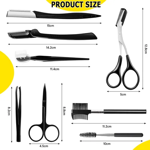 Vista 2 de 8 en 1 kit de aseo de cejas, herramienta multiusos exfoliante dermaplaning, maquinilla de afeitar facial masculina y femenina, afeitadora facial