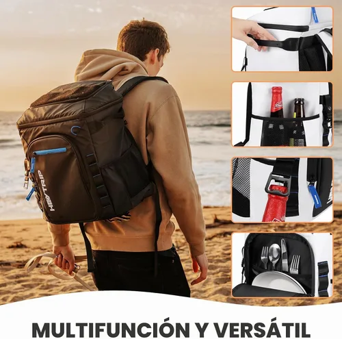 Vista 6 de Heytrip Backpack Cooler Insulated Waterproof Leakproof Lunch Bag 36/54 Cans Blanco