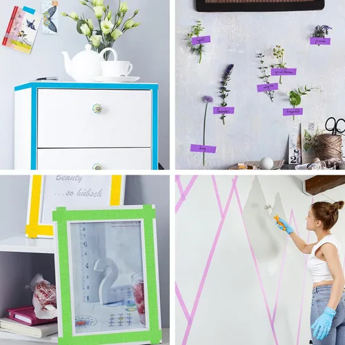 Vista 8 de VGOODALL 7 cintas adhesivas de color, juego de cinta washi para artes y manualidades, suministros de arte para niños, 330 pies x 1 pulgada