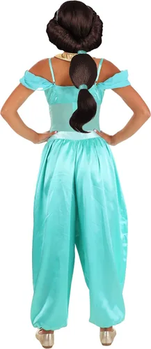 Vista 8 de Disney Aladdin Jasmine - Disfraz de princesa árabe para mujer, mameluco, pantalones, diadema y collar, con licencia