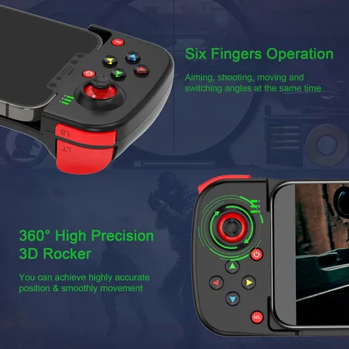 Vista 5 de Megadream Controlador de juego móvil Gamepad para iPhone iOS Android PC funciona con iPhone131211X, iPad, Samsung Galaxy, Motorola, TCL, tableta