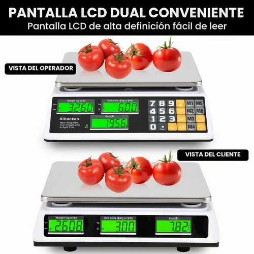 Vista 4 de Báscula digital de cálculo de precios de 66 libras / 66.1 lbs con pantalla LCD dual y modo de conteo — Báscula de alimentos de acero inoxidable