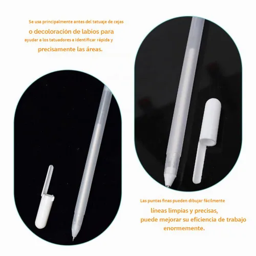Vista 6 de minkissy 6 lápices de mapeo de cejas – Rotuladores de microblading blancos para maquillaje de piel, posición, mapeo de posición, herramientas
