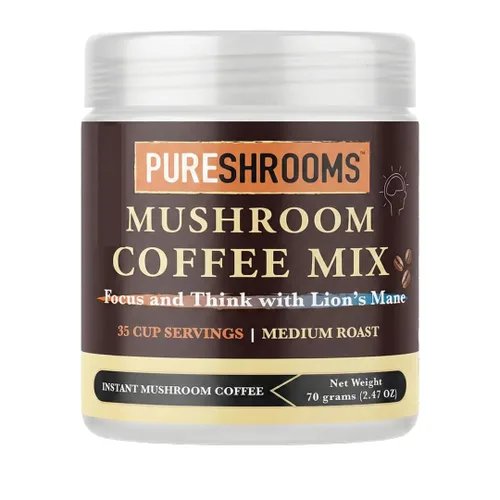 Vista 13 de PureShrooms Perfect 7 - Café de hongos – Arábica instantánea de origen único con melena de león orgánica, Reishi y Cordyceps – Bebida