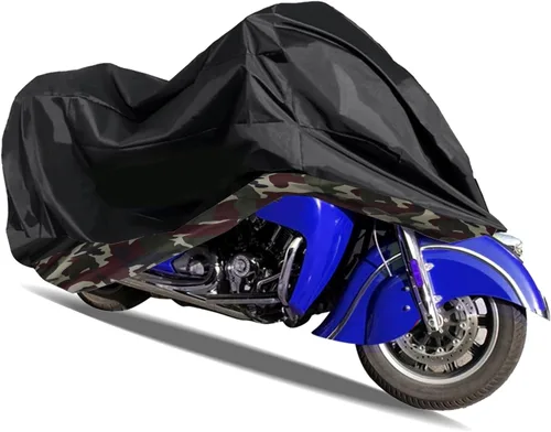Vista 7 de Funda para motocicleta – Protector universal de motocicleta con agujeros de bloqueo y bolsa de almacenamiento – Protección impermeable contra