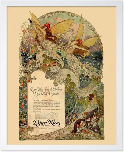 Vista 7 de Poster Master Póster clásico de fantasía, impresión Art Deco vintage, regalo para artistas, amigos, anuncio, hada, sirena, olas del océano