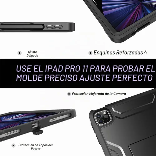 Vista 3 de Soke Funda para iPad Pro de 11 pulgadas 2022/2021/2020/2018/iPad Air de 5ª/4ª generación, protector de pantalla integrado - Compatible con carga