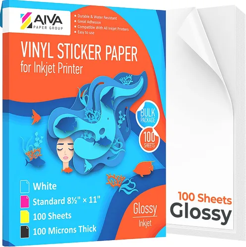 Vista 9 de Papel adhesivo de vinilo para imprimir - Papel impermeable para calcomanías para impresora de inyección de tinta - 30 hojas autoadhesivas - Blanco