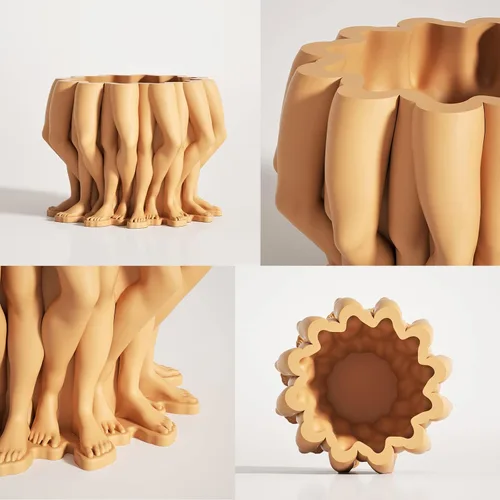 Vista 4 de BOOWAN NICOLE Moldes de silicona para hormigón, múltiples patas, para suculentas, para bricolaje, maceta de cara pequeña, decoración del hogar