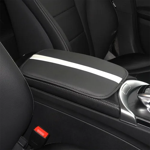 Vista 13 de Tapete para reposabrazos de automóvil, funda de cuero sintético, cubierta de consola central universal, impermeable, accesorios interiores de Azul