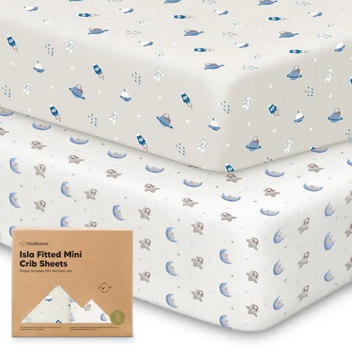 Vista 34 de Sábanas ajustadas para Pack and Play - Paquete de 2 sábanas mini para cuna para Pack N Play, colchón 38x26, ropa de cama suave y acogedora