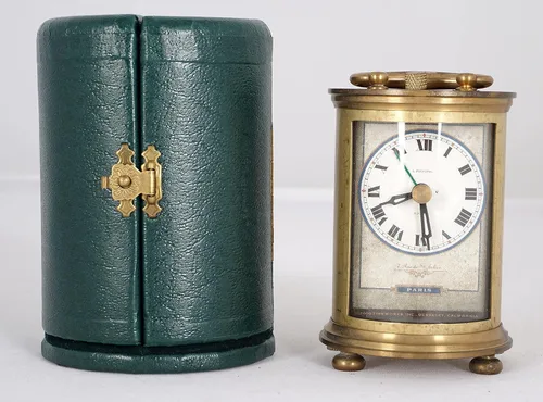 Vista 8 de JUSTIME Reloj despertador de mesa analógico coleccionable de latón macizo para regalo, decoración del hogar, funciona con pilas (grande)