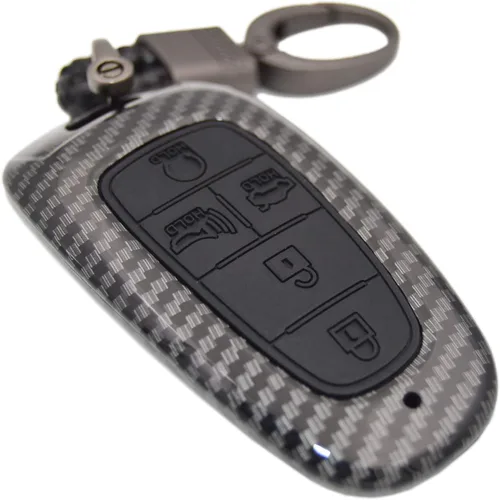 Vista 7 de Funda Protectora de Llavero de 2 Capas Hibrida de Carbono para Hyundai Tucson Tuscon Hybrid Se Sel Santa Fe Palisade Sonata Santa Cruz Ioniq 5 Nexo