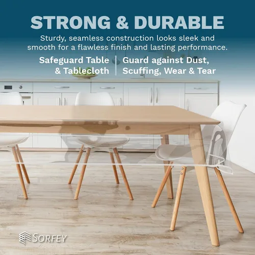 Vista 5 de Mantel de plástico para mesa, protector de mantel de plástico transparente, con borde, 60 x 84 pulgadas, rectangular, impermeable y resistente al