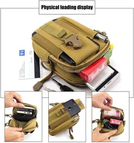 Vista 4 de Bolsa táctica para teléfono, bolsa para teléfono celular, bolsa multiusos para cinturón EDC, bolso de cinturón con soporte para funda para teléfono