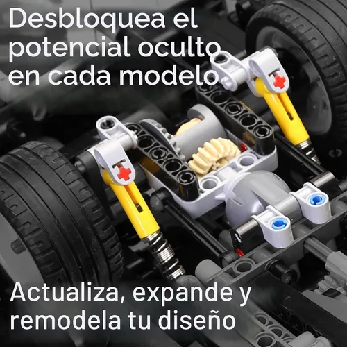 Vista 4 de Habow 852pcs Technic-Parts Gears-Axle-Pin-Connector Compatible con Lego-Technic, Ruedas Amortiguadoras, Articulaciones de Marco de Enlace de Cadena