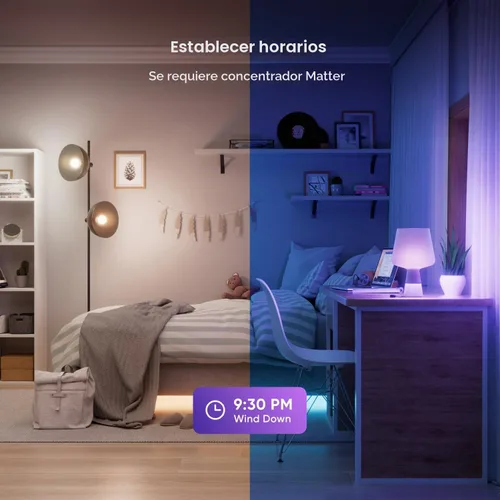 Vista 6 de Nanoleaf Essentials Bombillas inteligentes, bombillas LED inteligentes Matter funcionan con Alexa y Google Home, bombilla de cambio de color RGBTW