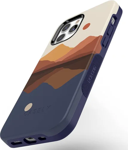 Vista 5 de Funda Casely para iPhone 12/12 Pro Los opuestos se atraen Montañas de día y noche Compatible con MagSafe Diseño protector audaz