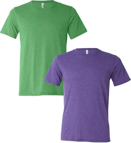 Vista 233 de Bella Canvas 3413c para hombre (1) Triblend verde + (1) Triblend rojo