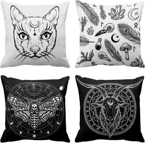 Vista 7 de Britimes - Juego de 4 fundas de almohada decorativas para cama, sofá, sofá, fundas de almohada, 18 x 18 in, 4 unidades Mexicano