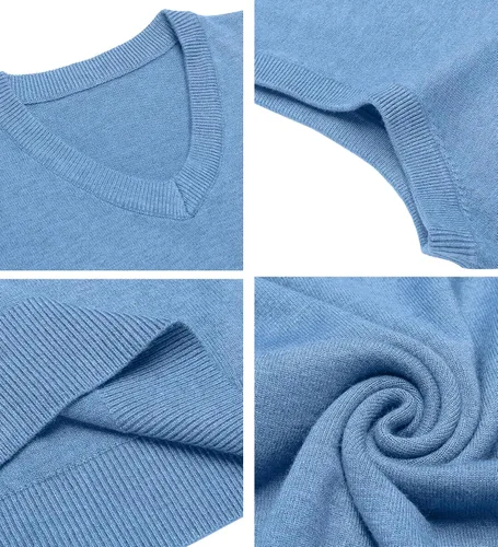 Vista 15 de Amussiar Suéter casual para hombre, chaleco con cuello en V, ajustado, sin mangas, suéter de punto