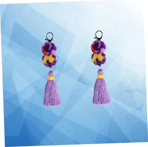 Vista 4 de AOKWAWALIY 2pcs tassel keychain fluffy keychain backpack keychains Funny Key Chain Tassels Keyring Tassels Keychain