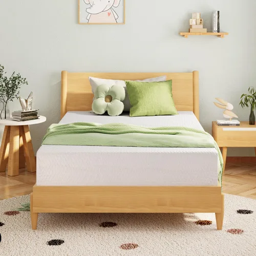 Vista 2 de EGOHOME Colchón individual de 5 pulgadas para niños, colchón de espuma viscoelástica con gel de té verde refrescante, alivia la presión con soporte