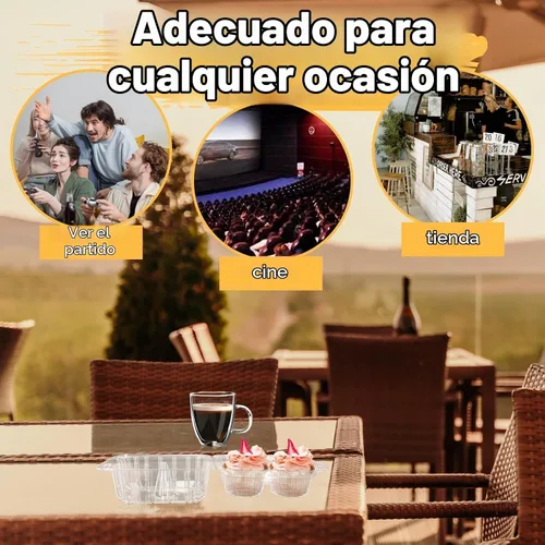 Vista 5 de Paquete de 40 cajas de plástico transparente para cupcakes de 4 compartimentos, soportes para cupcakes de 4 cavidades, recipientes transparentes