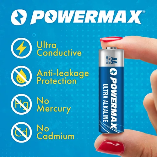 Vista 5 de Powermax 12 pilas AA dobles, paquete de ampollas alcalinas de larga duración para el hogar y la oficina, 10 años de vida útil