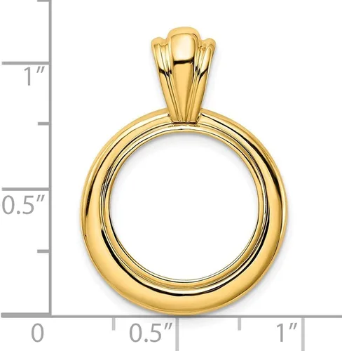 Vista 4 de Colgante de bisel de moneda de oro, 0.630 in, 0.669 in, 0.827 in, tamaño de moneda, diseño de marco ancho de círculos concéntricos, oro amarillo