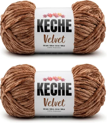 Vista 180 de Keche Hilo para ganchillo, hilo de terciopelo, chenilla suave, manta de bebé voluminosa amigurumi Yarn 3.53 oz (132 yardas) - Arona