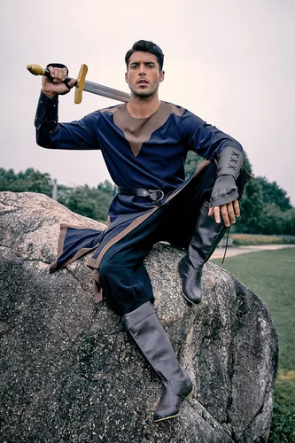 Vista 5 de Bbalizko Disfraz medieval para hombre, túnica templaria renacentista, caballero vikingo, pirata, vintage, guerrero, Halloween, LARP Tops
