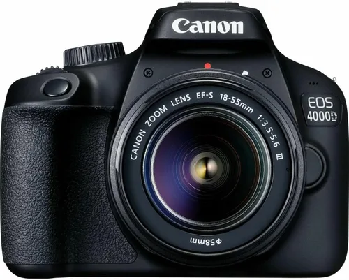 Vista 4 de Canon Cámara DSLR EOS 4000D/Rebel T100 con Canon EF-S 0.709-2.165 in F/3.5-5.6 DC III Zoom y teleobjetivo zoom 16.535-31.496 in f/8.3 HD + memoria
