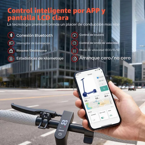 Vista 6 de Qlaway 350W Electric Scooter for Adults, Speed Up to 19Mph, Max 15-22 Miles Range, Commuting Scooters with APP Control and Dual Brakes System