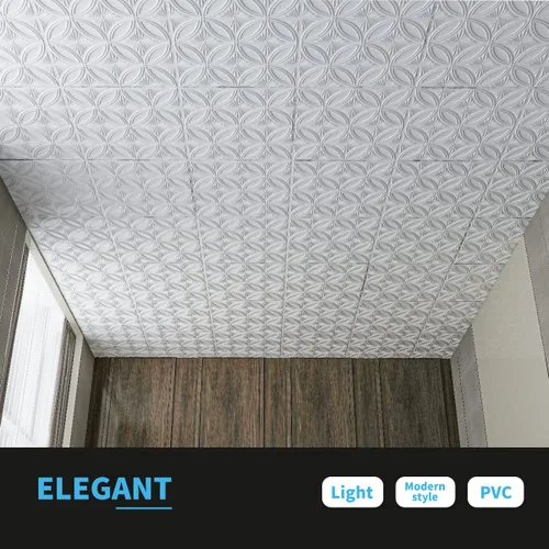 Vista 3 de Art3d Azulejo decorativo de PVC para techo de 2 pies x 2 pies en blanco, pegamento para panel de pared 3D de 24 x 24 pulgadas, 48 piezas