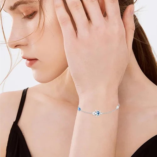 Vista 5 de CUOKA MIRACLE Pulsera de pulpo para mujer, pulsera de pulpo de cristal azul, joyería ajustable de 7 pulgadas + 2 pulgadas, dijes de cadena