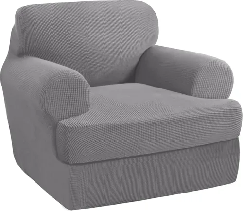 Vista 21 de PrinceDeco Fundas elásticas para sillón de 2 piezas, fundas de sofá para sillas con cojines en forma de T, fundas suaves para muebles con 1 funda